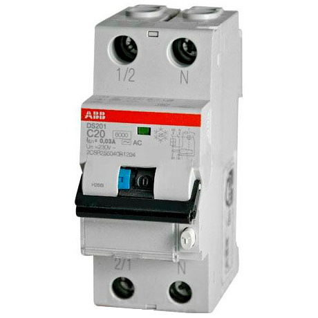 Автоматический выключатель дифференциального тока 1P 20А 30mA 230В (АВДТ) DS201 C20 AC30 ABB 